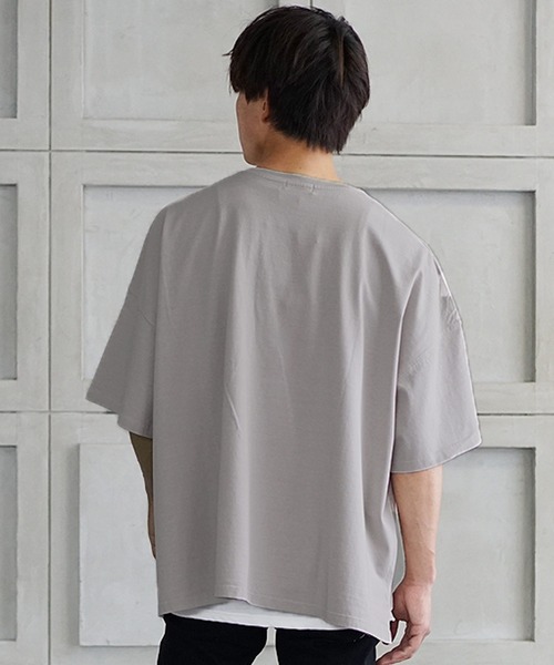 MinoriTY（マイノリティ）の「【MinoriTY】ブランドロゴ半袖Tシャツ 刺繍 オーバーサイズ ルーズシルエット 無地 インナー メンズ ビッグTシャツ（Tシャツ/カットソー・メンズ・ブラック/オフホワイト/ブルーグレー/グレー系その他/ラベンダー/ライトアッシュグレー・M/L/S）」の22枚目の写真