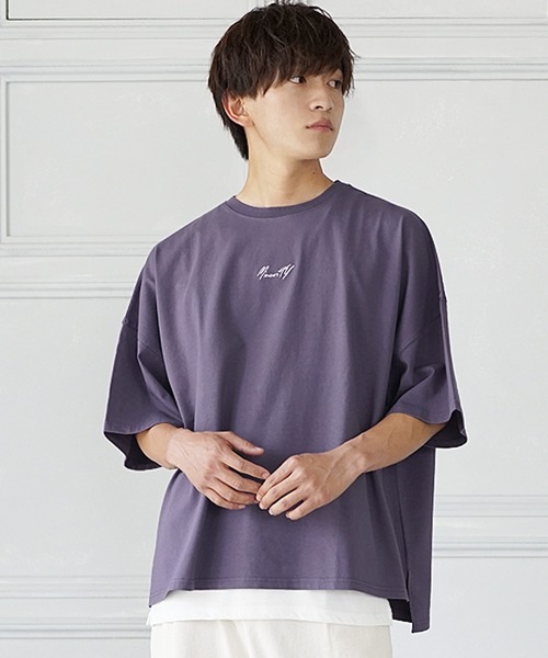 MinoriTY】ブランドロゴ半袖Tシャツ 刺繍 オーバーサイズ ルーズ