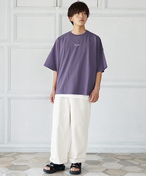 MinoriTY】ブランドロゴ半袖Tシャツ 刺繍 オーバーサイズ ルーズ