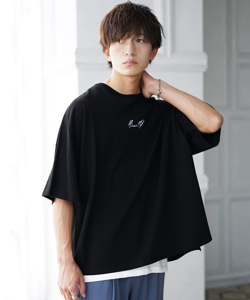 MinoriTY（マイノリティ）の「【MinoriTY】ブランドロゴ半袖Tシャツ 刺繍 オーバーサイズ ルーズシルエット 無地 インナー メンズ ビッグTシャツ（Tシャツ/カットソー・メンズ・ブラック/オフホワイト/ブルーグレー/グレー系その他/ラベンダー/ライトアッシュグレー・M/L/S）」の11枚目の写真