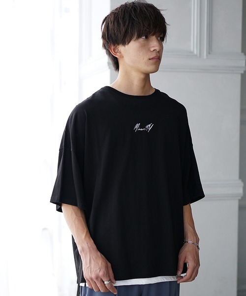 MinoriTY（マイノリティ）の「【MinoriTY】ブランドロゴ半袖Tシャツ 刺繍 オーバーサイズ ルーズシルエット 無地 インナー メンズ ビッグTシャツ（Tシャツ/カットソー・メンズ・ブラック/オフホワイト/ブルーグレー/グレー系その他/ラベンダー/ライトアッシュグレー・M/L/S）」の13枚目の写真