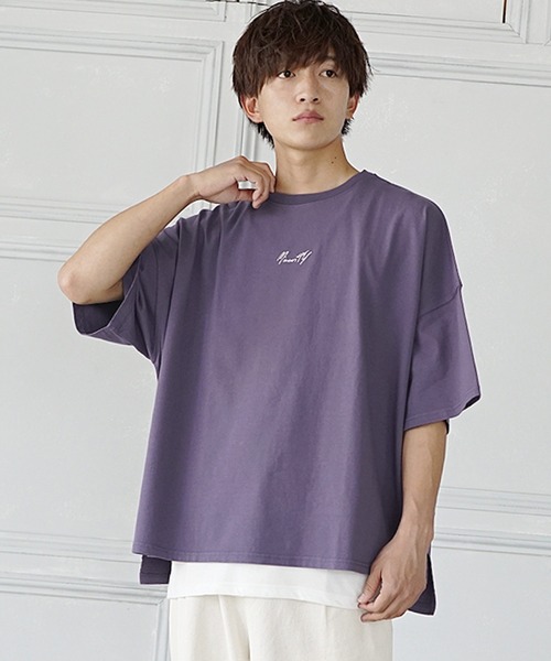 セール】【MinoriTY】ブランドロゴ半袖Tシャツ 刺繍 オーバーサイズ
