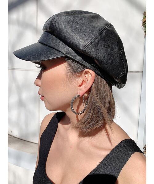 GYDA（ジェイダ）の「フェイクレザーキャスケット（その他雑貨・レディース・ブラック/キャメル・FREE）」の2枚目の写真