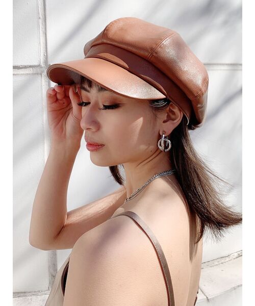 GYDA（ジェイダ）の「フェイクレザーキャスケット（その他雑貨・レディース・ブラック/キャメル・FREE）」の4枚目の写真