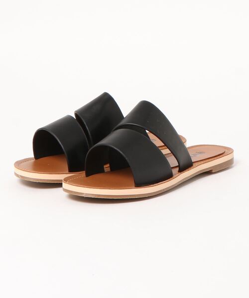 koe(コエ)の「2ベルトフラットサンダル*(サンダル・レディース・A/ホワイト/ブラック・L/M/S)」の1枚目の写真