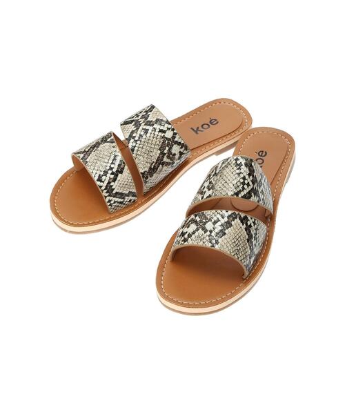 koe(コエ)の「2ベルトフラットサンダル*(サンダル・レディース・A/ホワイト/ブラック・L/M/S)」の4枚目の写真
