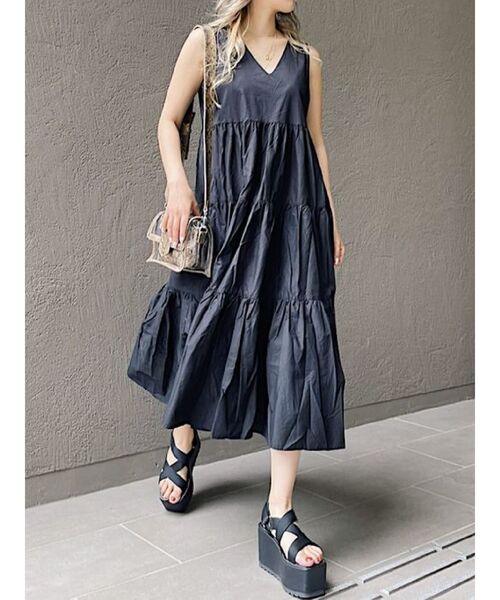 EVRIS（エヴリス）の「ティアードマキシワンピース（ワンピース・レディース・ホワイト/ブラック/パープル/ベージュ・FREE）」の22枚目の写真