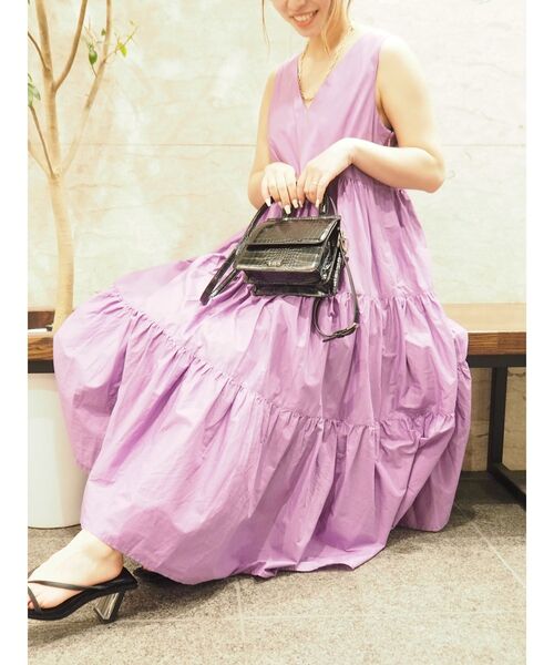 EVRIS（エヴリス）の「ティアードマキシワンピース（ワンピース・レディース・ホワイト/ブラック/パープル/ベージュ・FREE）」の10枚目の写真