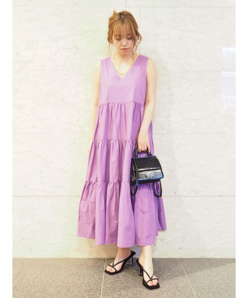 EVRIS（エヴリス）の「ティアードマキシワンピース（ワンピース・レディース・ホワイト/ブラック/パープル/ベージュ・FREE）」の19枚目の写真
