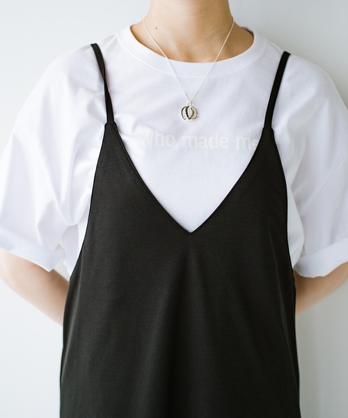 haco!(ハコ)の「シンプルTシャツに重ねるだけで楽してかわいくなれちゃう! カットソーの裾ひらりキャミワンピース(ワンピース・レディース・ブラック/ブラウン・SMALL/MEDIUM/X-LARGE/LARGE)」の21枚目の写真