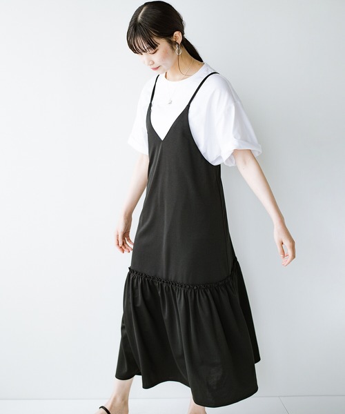haco!(ハコ)の「シンプルTシャツに重ねるだけで楽してかわいくなれちゃう! カットソーの裾ひらりキャミワンピース(ワンピース・レディース・ブラック/ブラウン・SMALL/MEDIUM/X-LARGE/LARGE)」の15枚目の写真