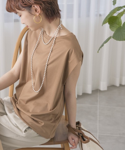 URBAN RESEARCH(アーバンリサーチ)の「ペルビアンコットンノースリーブカットソー(Tシャツ/カットソー・レディース・キャメル/ブラック/ホワイト/グレー系その他・FREE)」の7枚目の写真