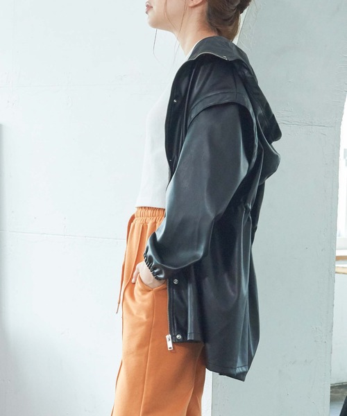 WEGO（ウィゴー）の「WEGO/2WAYフェイクレザーブルゾン（ブルゾン・レディース・ブラック/オフホワイト・FREE）」の10枚目の写真