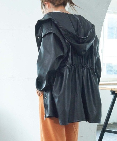 WEGO（ウィゴー）の「WEGO/2WAYフェイクレザーブルゾン（ブルゾン・レディース・ブラック/オフホワイト・FREE）」の13枚目の写真