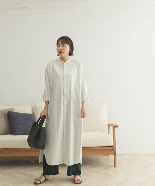 FORK&SPOON（フォークアンドスプーン）の「FORK&SPOON　バンドカラーオーバーシャツワンピース（ワンピース・レディース・ネイビー/アイボリー/ブラウン・ONE）」の22枚目の写真