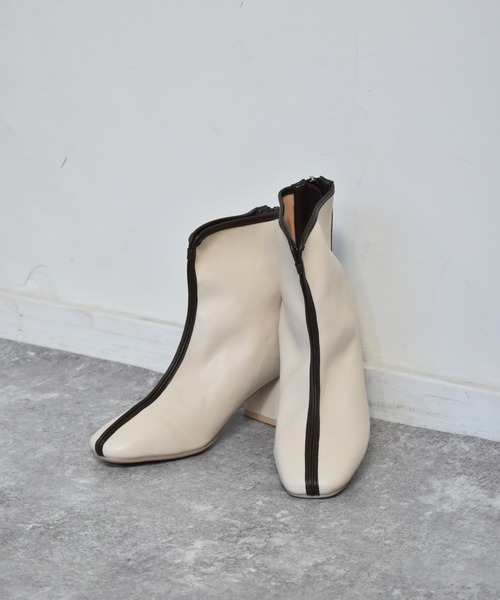 RETRO GIRL（レトロガール）の「パイピングブーツ（ブーツ・レディース・ブラック/ダークブラウン/オフホワイト・M/L）」の2枚目の写真