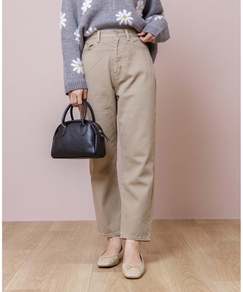 flower（フラワー）の「サニーデイズパンツ4（デニムパンツ・レディース・ブラウン/ベージュ/ピンク・FREE）」の3枚目の写真