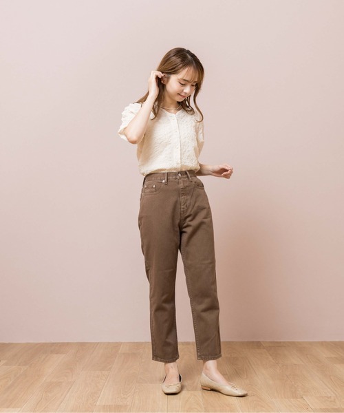 flower（フラワー）の「サニーデイズパンツ4（デニムパンツ・レディース・ブラウン/ベージュ/ピンク・FREE）」の18枚目の写真