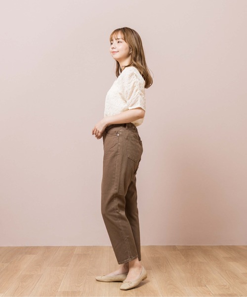 flower（フラワー）の「サニーデイズパンツ4（デニムパンツ・レディース・ブラウン/ベージュ/ピンク・FREE）」の9枚目の写真