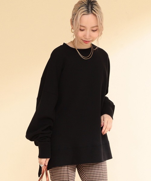 Ray BEAMS（レイビームス）の「【WEB限定】Ray BEAMS / スウェット ビッグ クルーネック プルオーバー（スウェット・レディース・ベージュ/ブラック/ライトブルー・ONE SIZE）」の4枚目の写真