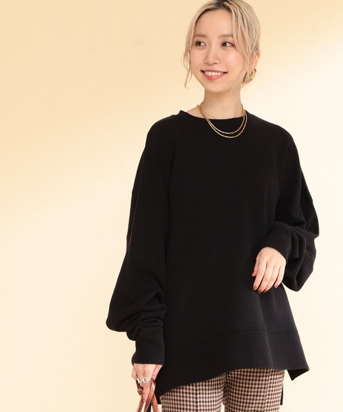 Ray BEAMS（レイビームス）の「【WEB限定】Ray BEAMS / スウェット ビッグ クルーネック プルオーバー（スウェット・レディース・ベージュ/ブラック/ライトブルー・ONE SIZE）」の5枚目の写真