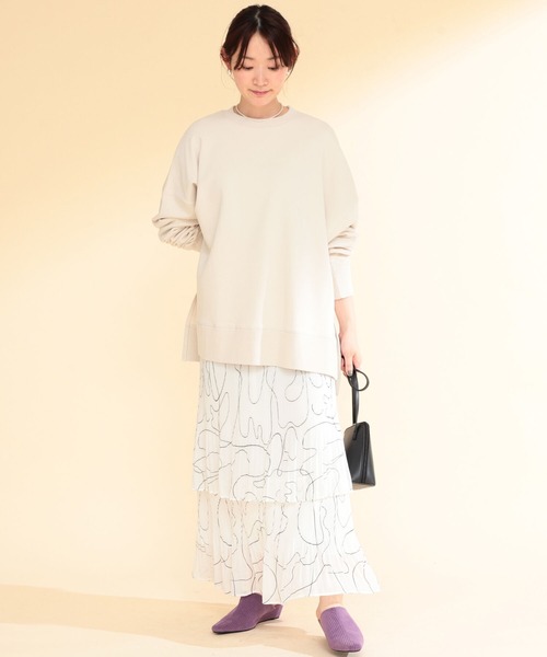 Ray BEAMS（レイビームス）の「【WEB限定】Ray BEAMS / スウェット ビッグ クルーネック プルオーバー（スウェット・レディース・ベージュ/ブラック/ライトブルー・ONE SIZE）」の12枚目の写真