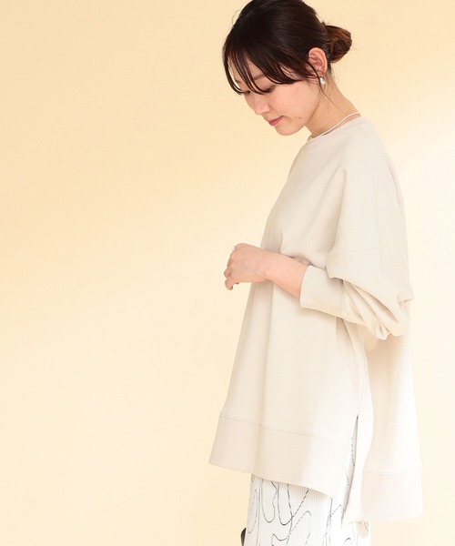 Ray BEAMS（レイビームス）の「【WEB限定】Ray BEAMS / スウェット ビッグ クルーネック プルオーバー（スウェット・レディース・ベージュ/ブラック/ライトブルー・ONE SIZE）」の9枚目の写真