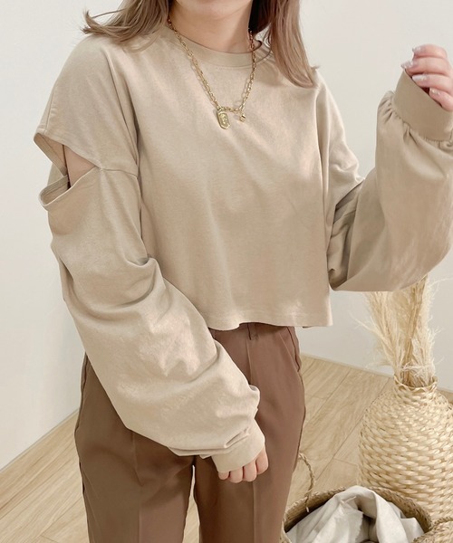 apres jour clair（アプレジュールクレア）の「【apres jour clair】肩あきロンT【ZOZOTOWN限定アイテム】（Tシャツ/カットソー・レディース・アイボリー/モカ/ベージュ・フリー/X-LARGE）」の3枚目の写真