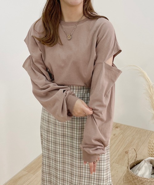 apres jour clair（アプレジュールクレア）の「【apres jour clair】肩あきロンT【ZOZOTOWN限定アイテム】（Tシャツ/カットソー・レディース・アイボリー/モカ/ベージュ・フリー/X-LARGE）」の13枚目の写真