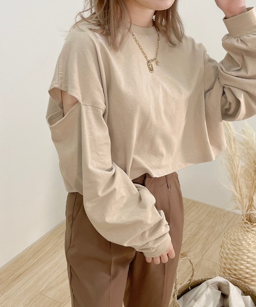 apres jour clair（アプレジュールクレア）の「【apres jour clair】肩あきロンT【ZOZOTOWN限定アイテム】（Tシャツ/カットソー・レディース・アイボリー/モカ/ベージュ・フリー/X-LARGE）」の22枚目の写真