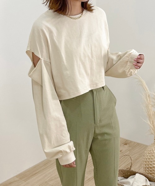 apres jour clair（アプレジュールクレア）の「【apres jour clair】肩あきロンT【ZOZOTOWN限定アイテム】（Tシャツ/カットソー・レディース・アイボリー/モカ/ベージュ・フリー/X-LARGE）」の5枚目の写真