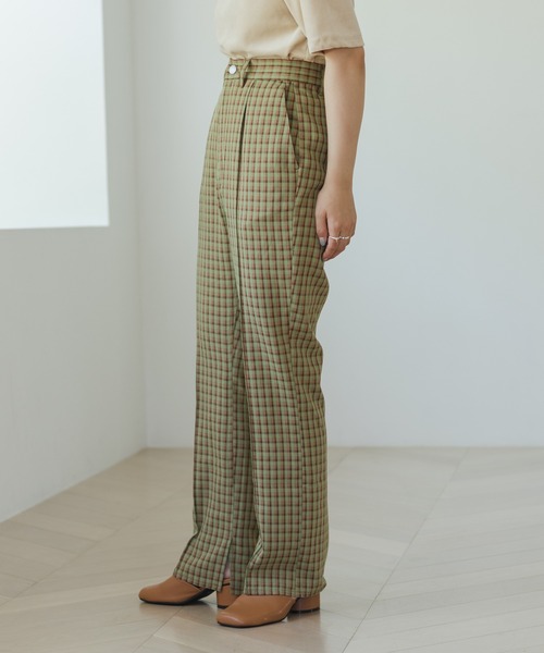 Kastane(カスタネ)の「チェックSETUPピンタックパンツ(スラックス・レディース・パープル/グリーン・1/2)」の7枚目の写真