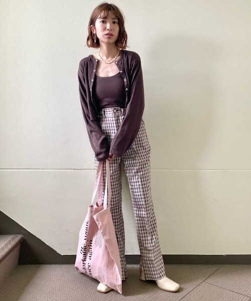 Kastane(カスタネ)の「チェックSETUPピンタックパンツ(スラックス・レディース・パープル/グリーン・1/2)」の14枚目の写真