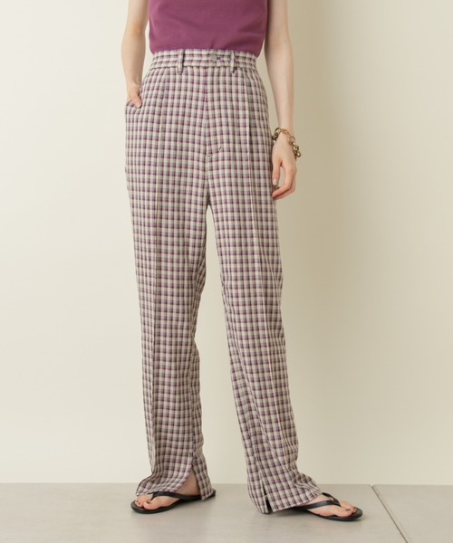 Kastane(カスタネ)の「チェックSETUPピンタックパンツ(スラックス・レディース・パープル/グリーン・1/2)」の15枚目の写真