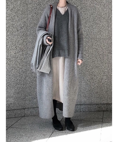 Ritzy（リッツィー）の「オーバーサイズ ロング丈 ニットカーディガン（カーディガン/ボレロ・レディース・ブラック/グレー・FREE）」の11枚目の写真