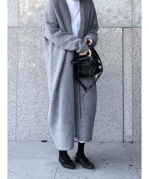 Ritzy（リッツィー）の「オーバーサイズ ロング丈 ニットカーディガン（カーディガン/ボレロ・レディース・ブラック/グレー・FREE）」の13枚目の写真