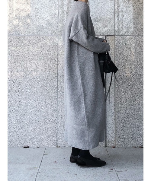 Ritzy（リッツィー）の「オーバーサイズ ロング丈 ニットカーディガン（カーディガン/ボレロ・レディース・ブラック/グレー・FREE）」の14枚目の写真