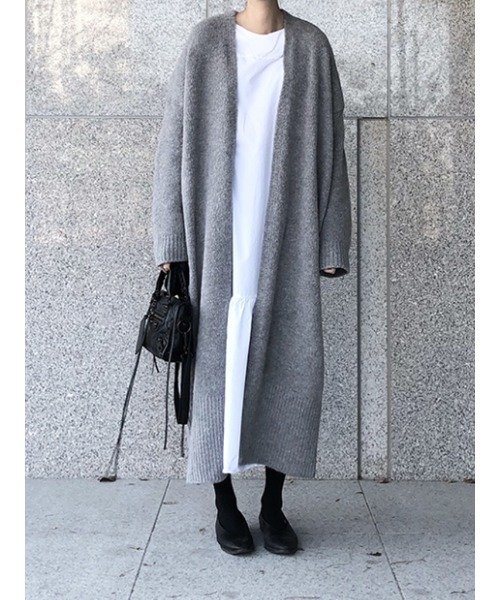 Ritzy（リッツィー）の「オーバーサイズ ロング丈 ニットカーディガン（カーディガン/ボレロ・レディース・ブラック/グレー・FREE）」の15枚目の写真