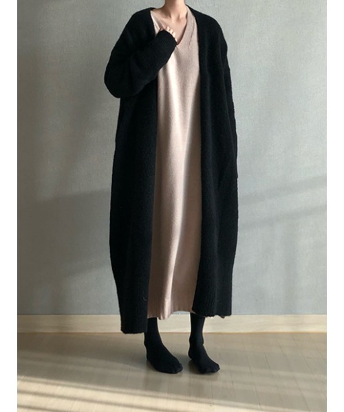 Ritzy（リッツィー）の「オーバーサイズ ロング丈 ニットカーディガン（カーディガン/ボレロ・レディース・ブラック/グレー・FREE）」の17枚目の写真