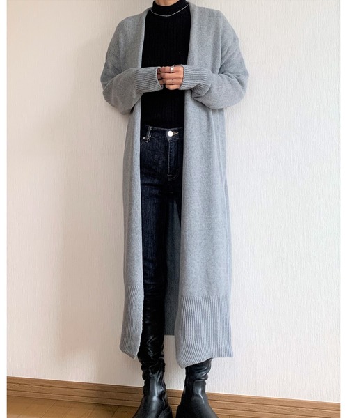 Ritzy（リッツィー）の「オーバーサイズ ロング丈 ニットカーディガン（カーディガン/ボレロ・レディース・ブラック/グレー・FREE）」の21枚目の写真