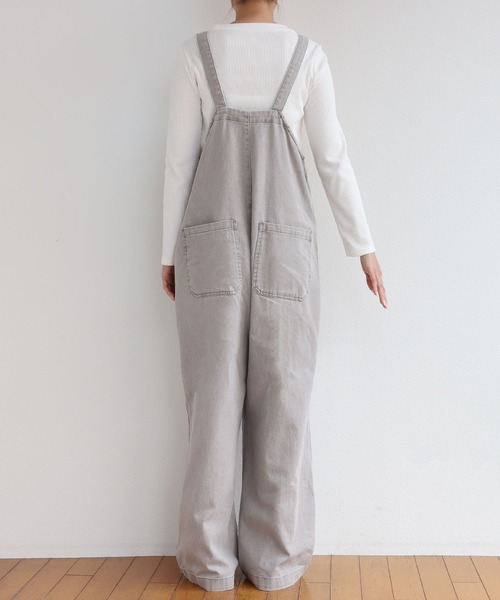 コットンツイルダブルポケットワイドサロペット（サロペット