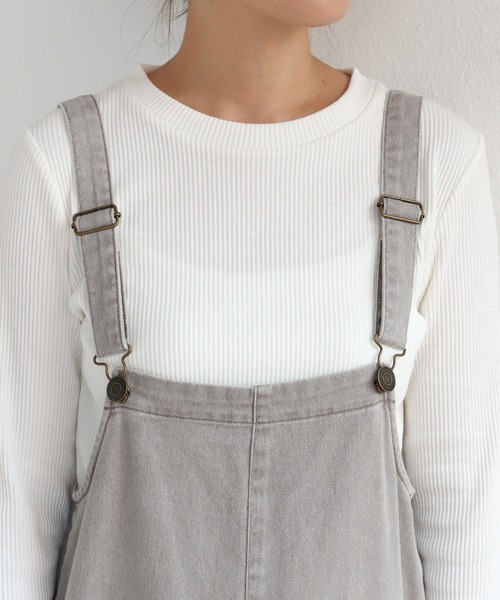 andme（アンドミー）の「コットンツイルダブルポケットワイドサロペット（サロペット/オーバーオール・レディース・グレー/ブラック/オフホワイト/ケミカルウォッシュ/カーキ/サックスブルー・M/L）」の16枚目の写真