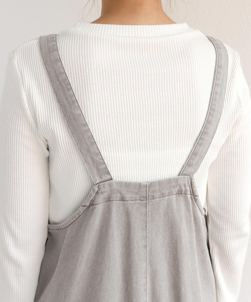 andme（アンドミー）の「コットンツイルダブルポケットワイドサロペット（サロペット/オーバーオール・レディース・グレー/ブラック/オフホワイト/ケミカルウォッシュ/カーキ/サックスブルー・M/L）」の18枚目の写真