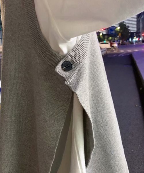 Mimma/Mimaa（ミマ）の「【Mimma/Mimaa】シンプルニットベスト（ベスト・メンズ・ブラック/ベージュ/グレー・FREE）」の14枚目の写真