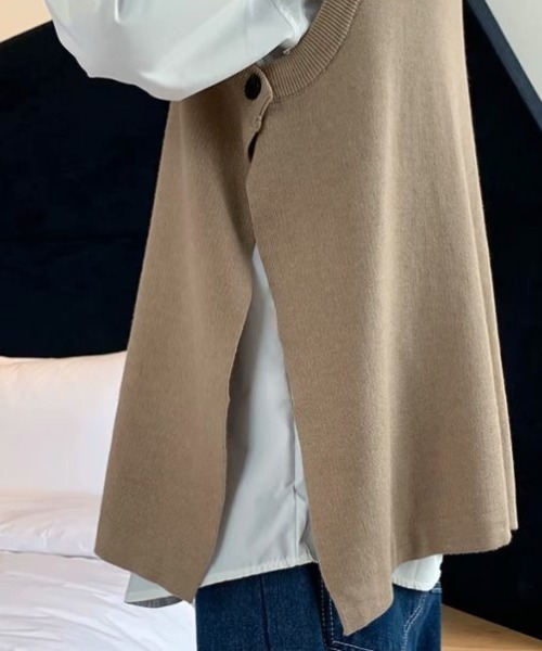 Mimma/Mimaa（ミマ）の「【Mimma/Mimaa】シンプルニットベスト（ベスト・メンズ・ブラック/ベージュ/グレー・FREE）」の7枚目の写真