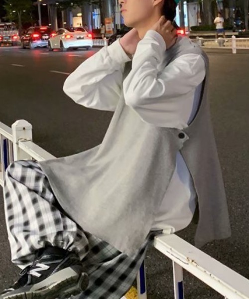 Mimma/Mimaa（ミマ）の「【Mimma/Mimaa】シンプルニットベスト（ベスト・メンズ・ブラック/ベージュ/グレー・FREE）」の11枚目の写真