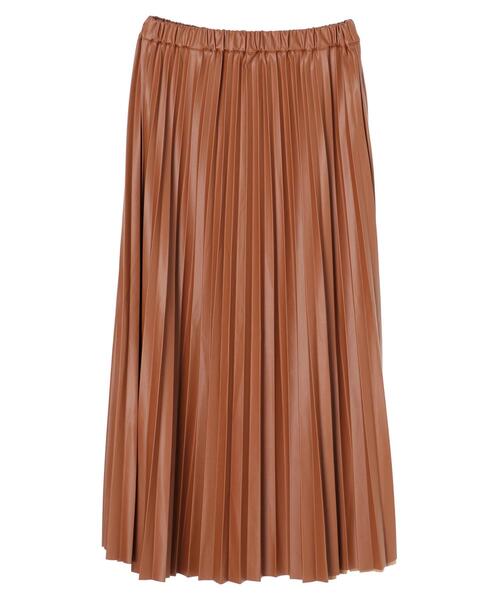 earth music&ecology（アースミュージックアンドエコロジー）の「フェイクレザープリーツスカート　＊（スカート・レディース・ブラック/ライトブラウン・FREE）」の16枚目の写真