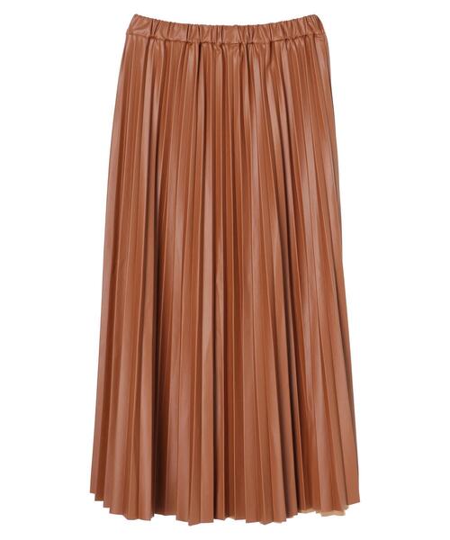 earth music&ecology（アースミュージックアンドエコロジー）の「フェイクレザープリーツスカート　＊（スカート・レディース・ブラック/ライトブラウン・FREE）」の17枚目の写真