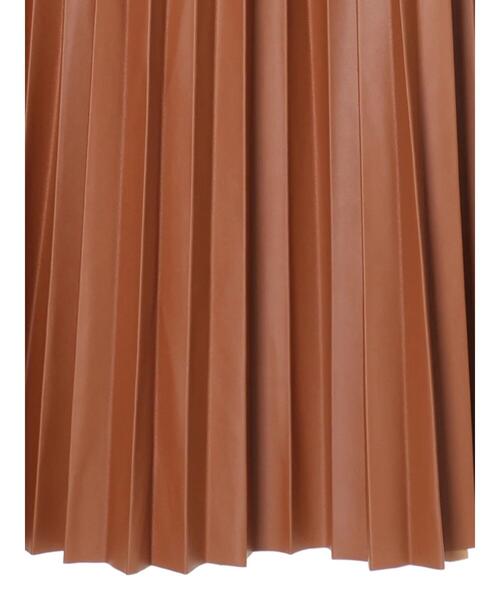 earth music&ecology（アースミュージックアンドエコロジー）の「フェイクレザープリーツスカート　＊（スカート・レディース・ブラック/ライトブラウン・FREE）」の20枚目の写真