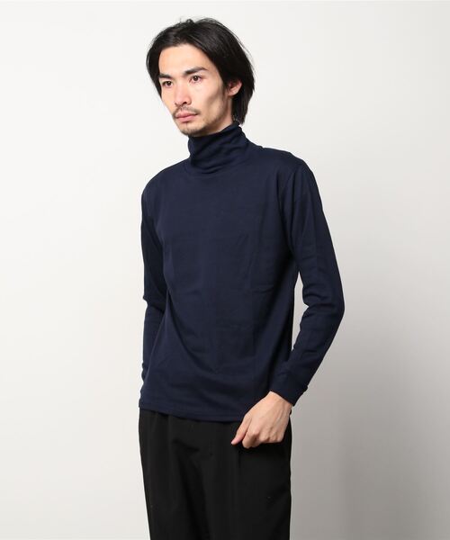 NAVY（ネイビー）の「スムース起毛タートルネック ロングスリーブTシャツ（Tシャツ/カットソー・メンズ・ホワイト/ライトグレー/チャコール/ブラック/ネイビー・S/XL/M/L）」の8枚目の写真